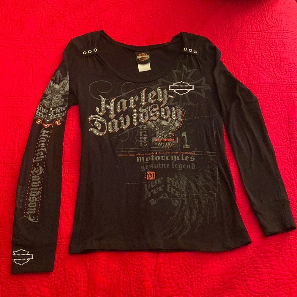 Black long sleeve Harley Davidson Motor cycle (HD MC) t shirt